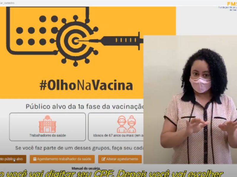 FMS produz vídeo em LIBRAS com orientações sobre agendamento da vacina
